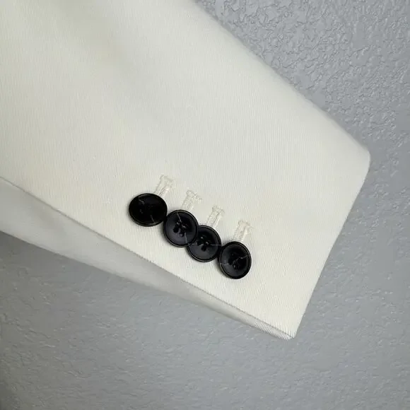 Madewell NWT Tuxedo Blazer Winter White L Double Breasted Ivory Office Timeless - Picture 5 of 11